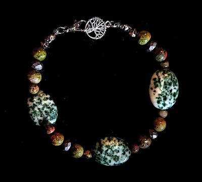 Tree Agate Beaded Bracelet
