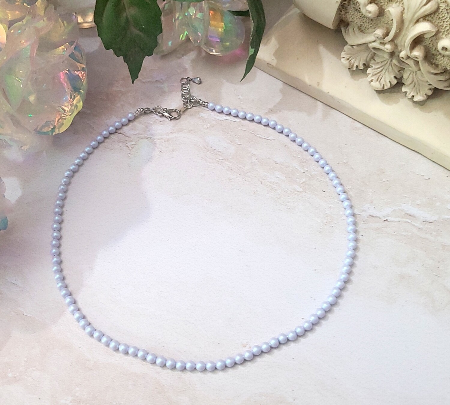 Swarovski Iridescent Light Blue Freshwater Pearl Choker Necklace