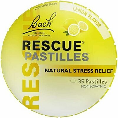 Bach RESCUE PASTILLES, Homeopathic Stress Relief, Natural Lemon Flavor - 35 Pastilles