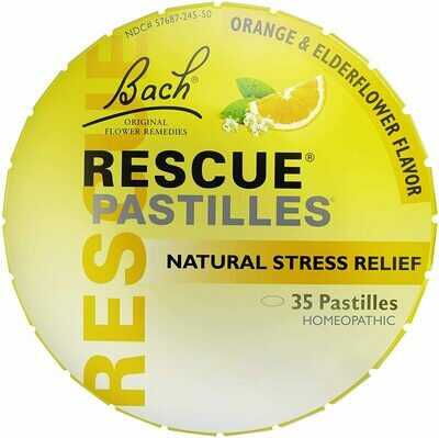 RESCUE PASTILLES, Homeopathic Stress Relief, Natural Orange & Elderflower  Flavor - 35 Pastilles