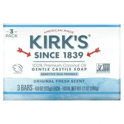 Kirks Gentle Castile Soap - Fresh Scent 3pk