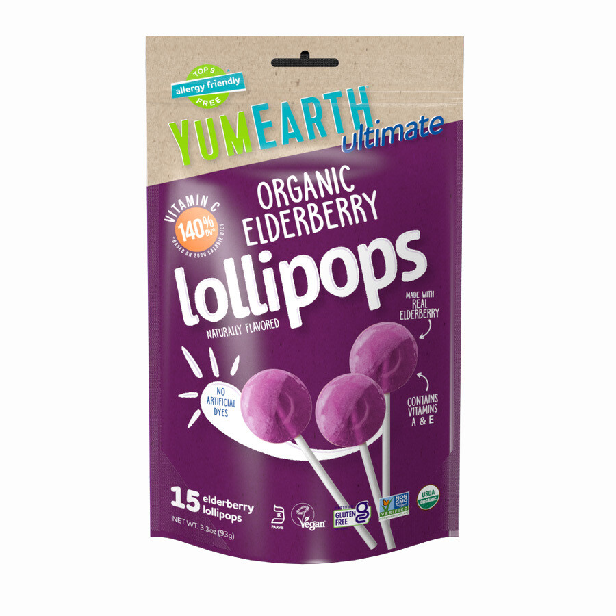 YUM EARTH Ultimate Organic Elderberry Lollipops