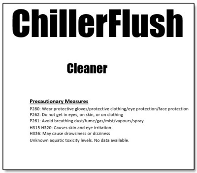 Chiller Flush Cleaner label