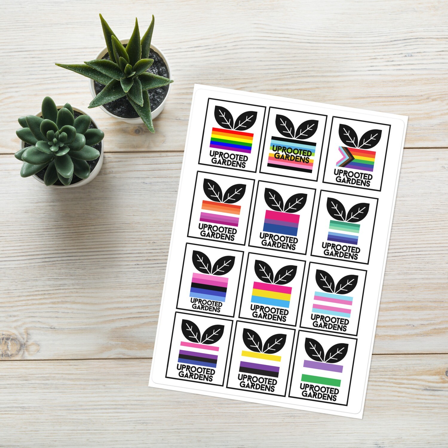 Uprooted Gardens Pride Flag Sticker Sheets