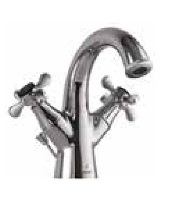 Jaquar-Central Hole Basin Mixer with Popup Waste System with 450mm Long Braided Hoses-7169BPM