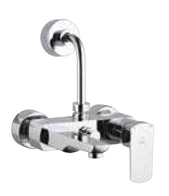Jaquar-Single Lever Wall Mixer 3-in-1 System with Provision for both Hand Shower and Overhead Shower Complete with 115mm Long Bend Pipe, Connecting Legs & Wall Flange KUP-35125PM