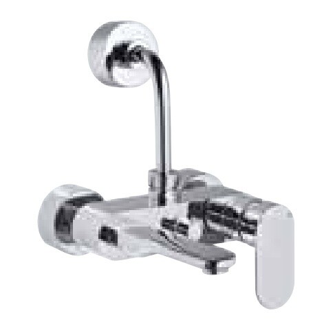Jaquar-Single Lever Wall Mixer with Provision For Overhead Shower with 115mm Long Bend Pipe On Upper Side, Connecting
Legs & Wall Flanges-OPP-15117PM