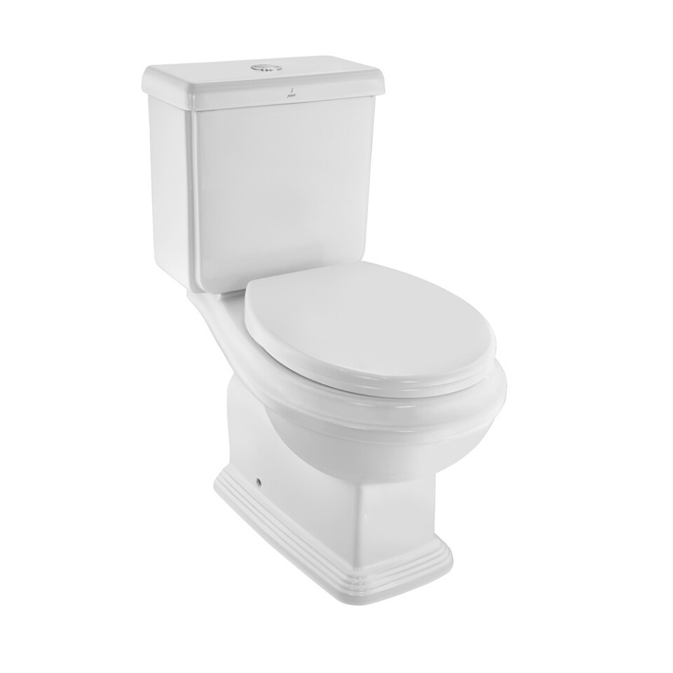 Jaquar-Rimless Bowl With Cistern For Coupled WC, UF Soft Close Seat Cover, Hinges, Dual Flush Cistern Fitting, Conversion Bend And Fixing Accessories QPS-WHT-7753S250UFPMZ