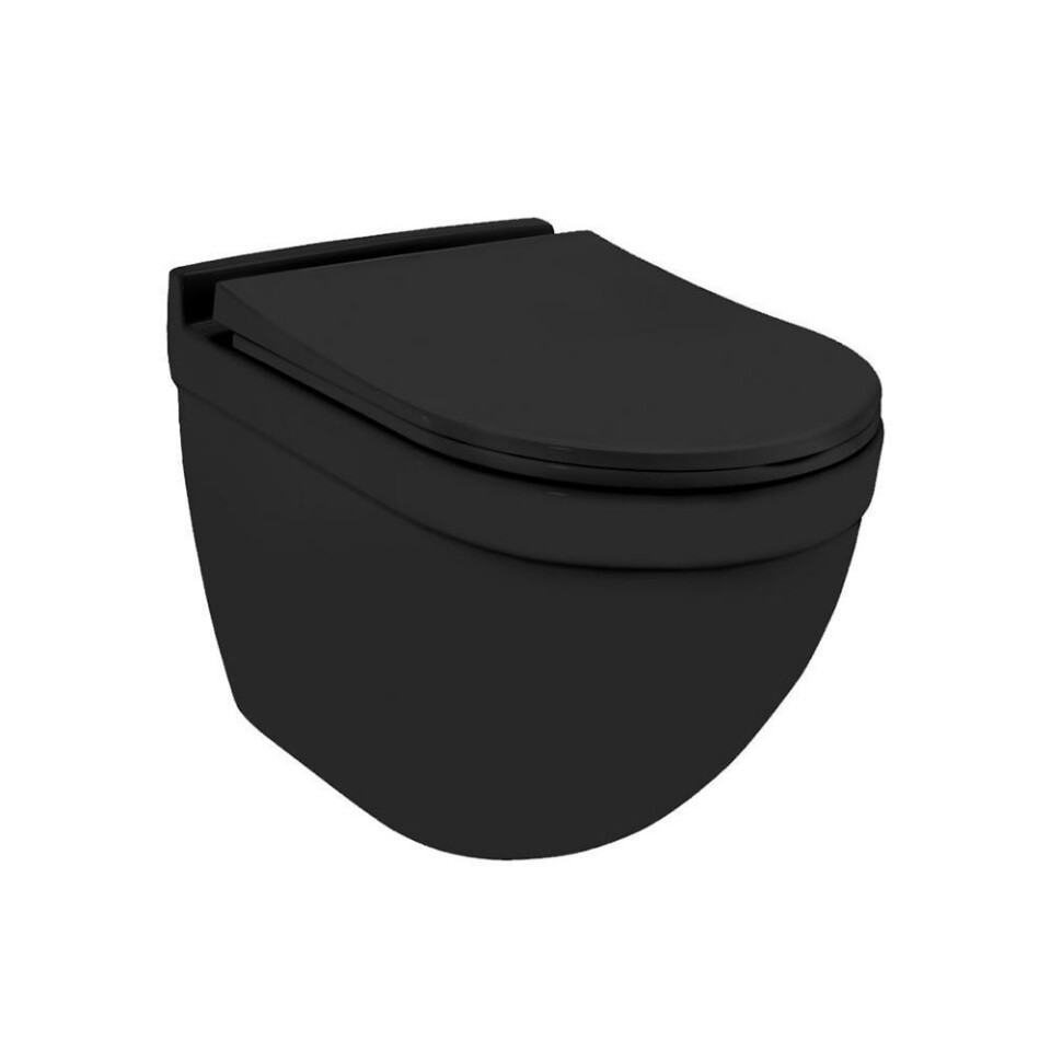 Jaquar-Rimless, Blind Installation Wall Hung WC In Black Matt With UF Soft Close Slim Seat Cover, Hinges And Accessories Set SLS-BLM-6953BIUFSM