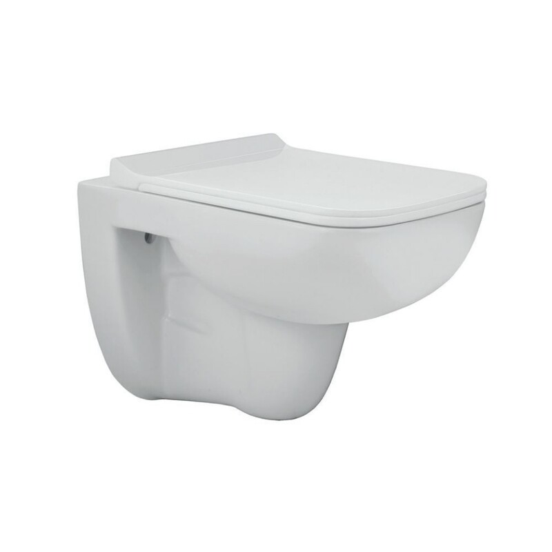 Jaquar-Rimless Wall Hung WC with inbuilt
jet & UF soft close slim seat cover,
Hinges, Accessories Set FLS-WHT-5953JUFSM
