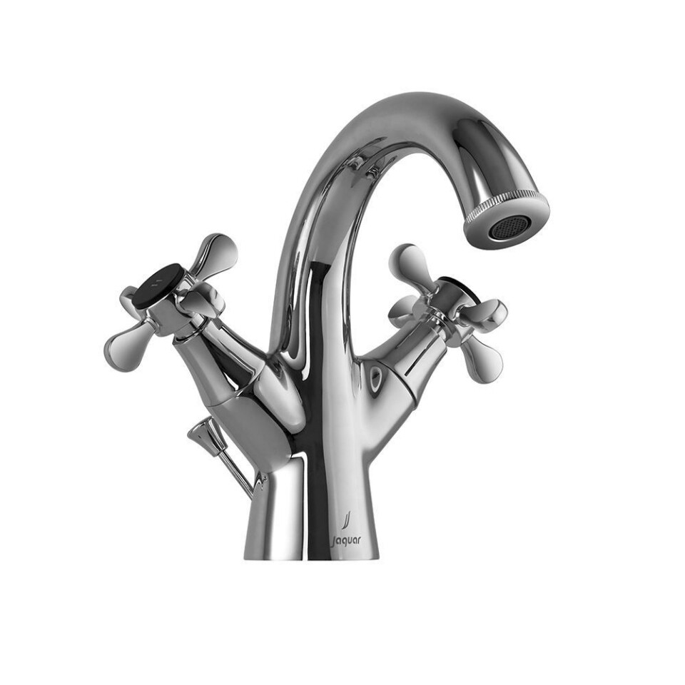 Jaquar-Central Hole Basin Mixer with Popup Waste System with 450mm Long Braided Hoses-7169BPM