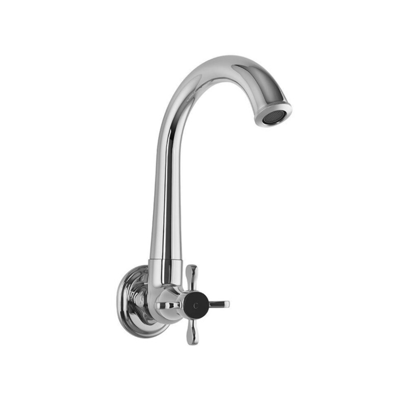 Jaquar-Sink Cock with Regular SwingingSpout (Wall Mounted Model)
with Wall Flange-7347PM