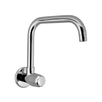 Jaquar-Sink Cock with Pipe Swinging Spout (Wall Mounted Model) with Wall Flange-COP-347PM