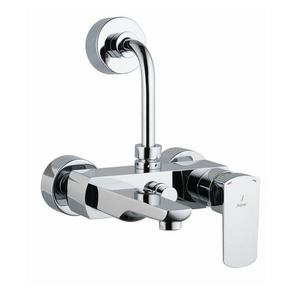 Jaquar-Single Lever Wall Mixer with Provision For Overhead Shower with 115mm Long Bend Pipe On Upper Side, Connecting
Legs & Wall Flanges-KUP-35117PM