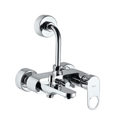 Jaquar-Single Lever Wall Mixer 3-in-1 System with Provision for Both Hand Shower & Overhead Shower Complete with 115mm Long Bend Pipe, Connecting Legs & Wall Flange ORP-10125PM