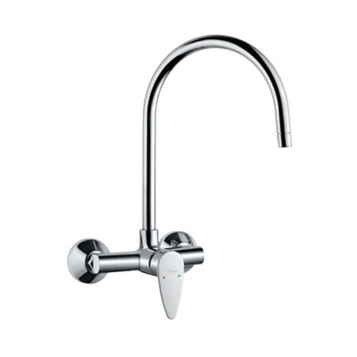 Jaquar-Single Lever Sink Mixer With Swinging Spout on Upper Side (Wall Mounted Model) With Connecting Legs & Wall Flanges VGP-81165