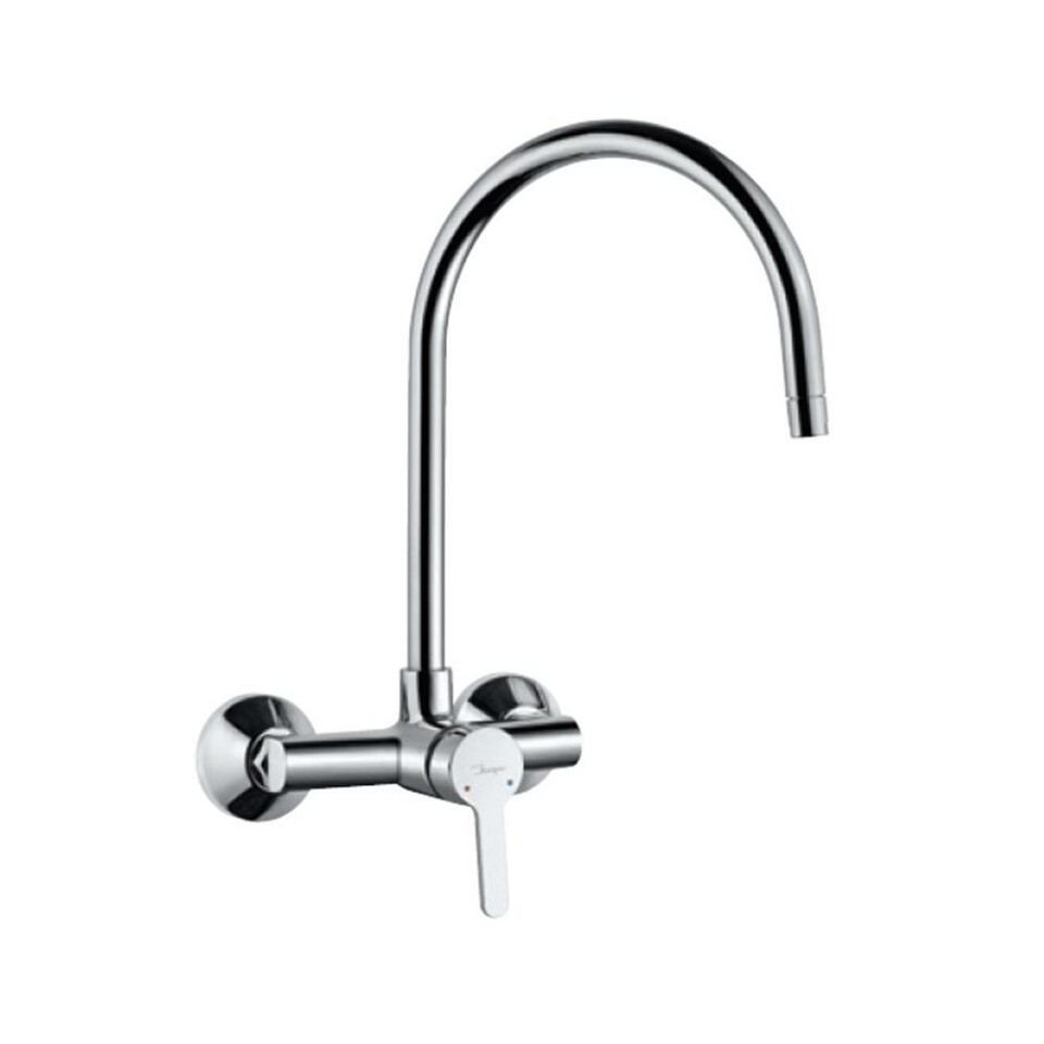 Jaquar-Single Lever Sink Mixer With Swinging Spout on Upper Side (Wall Mounted Model) With Connecting Legs & Wall Flanges  FUS-29165