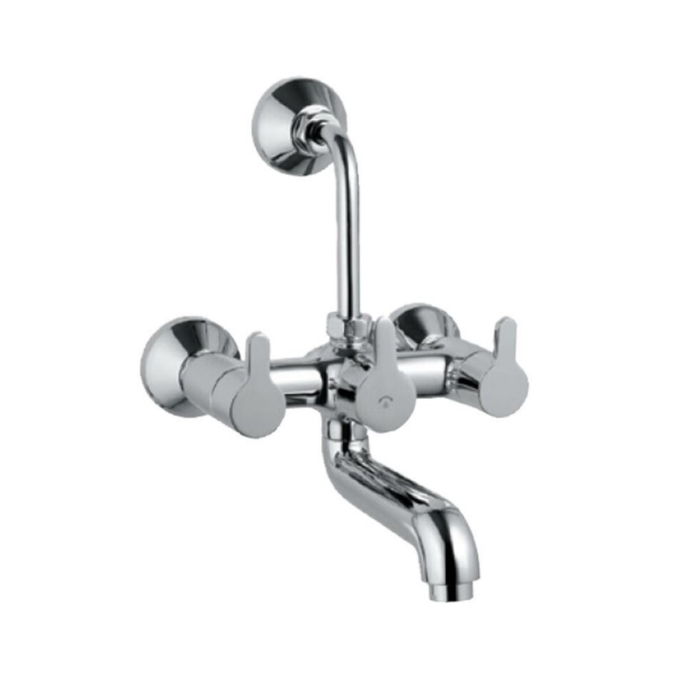 Jaquar-Wall Mixer with Provision for Overhead Shower with 115mm Long Bend Pipe On Upper Side, Connecting Legs & Wall Flanges FUS-29273UPR