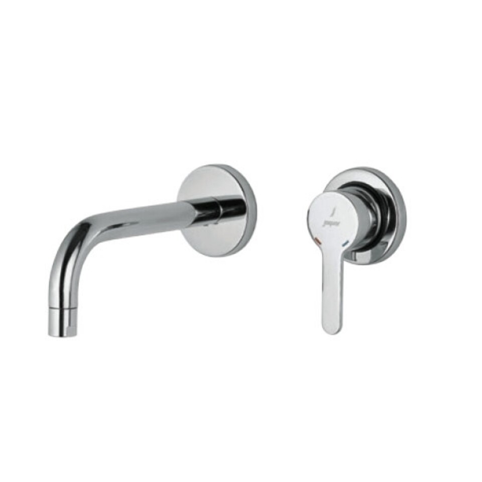 Jaquar-Exposed Part Kit of Single Lever Basin Mixer Wall Mounted Consisting of Operating Lever, Cartridge Sleeve, Wall Flange, Nipple & Spout &Two Wall Flanges FUS-29231NK