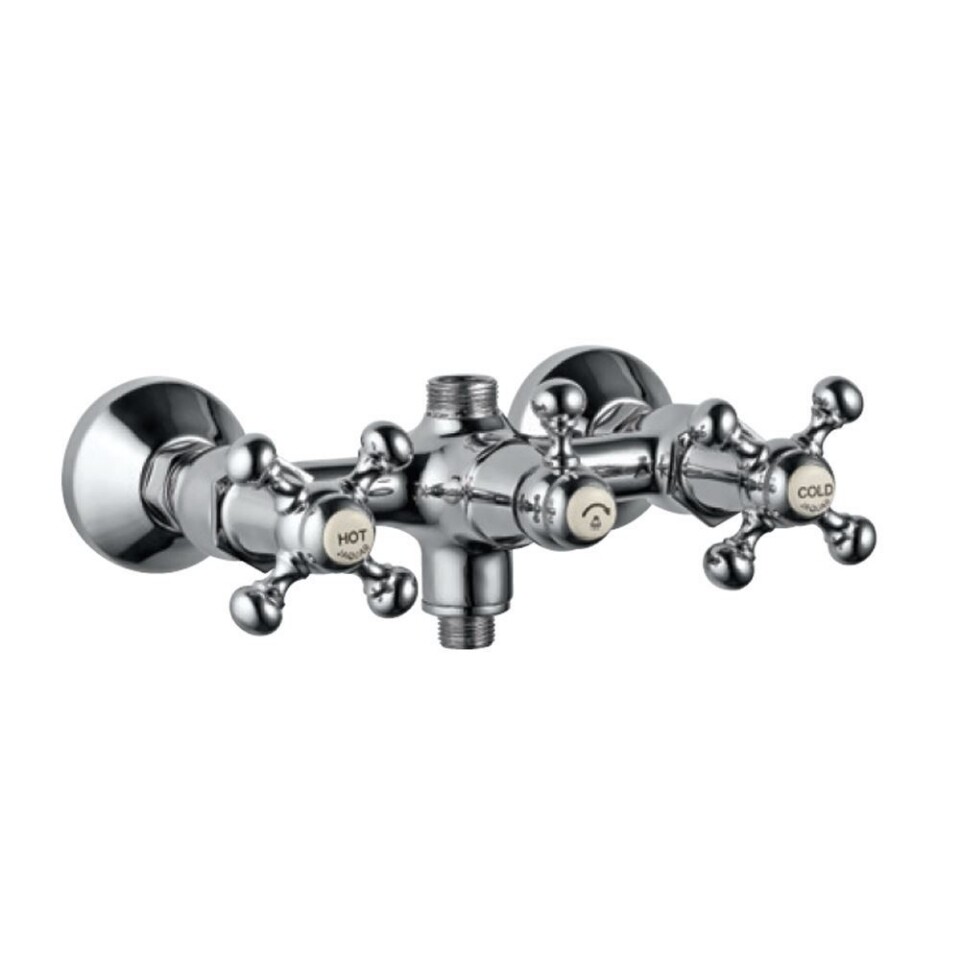 Jaquar-Exposed Wall Mixer with Provision Only for Overhead Shower & Hand Shower with Connecting Legs & Wall Flanges QQT-7215