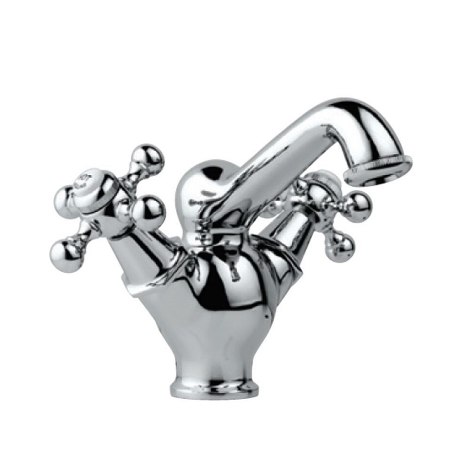Jaquar-Central Hole Basin Mixer with Regular Spout without Popup Waste System with 450mm Long Braided Hoses QQT-7167B