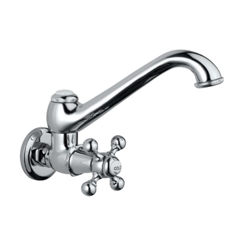 Jaquar-Sink Cock with Regular Swinging Spout (Wall Mounted Model) with Wall Flange QQT-7347
