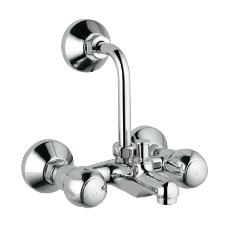 Jaquar-Wall Mixer with Provision for overhead Shower with 115mm Long Bend Pipe on Upper Side, Connecting Legs & Wall Flanges CQT-23273UPR