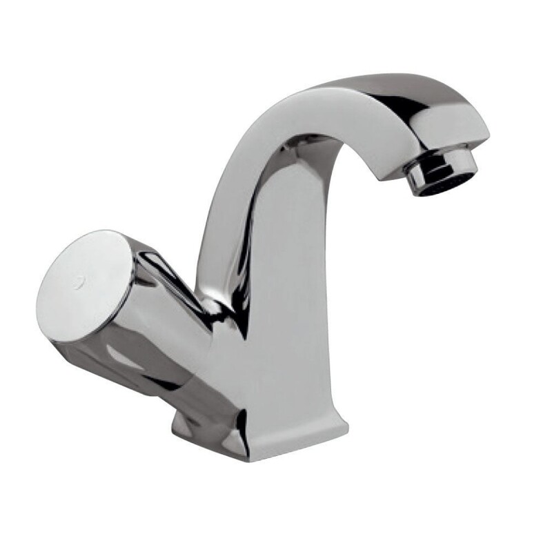 Jaquar-Swan Neck Tap with Left Hand Operating Knob with 450mm Long Braided Hose CON-123BKN