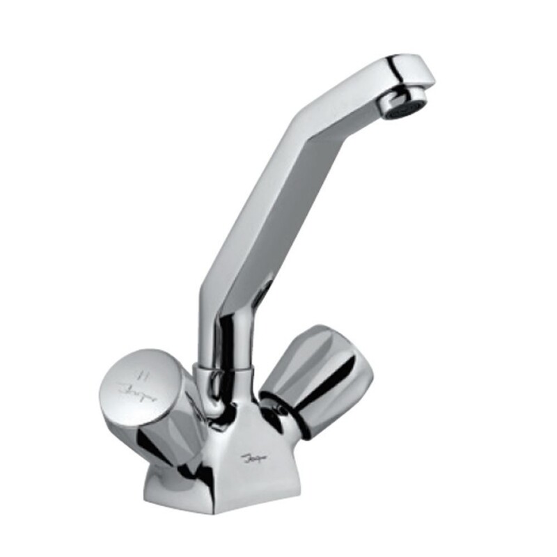 Jaquar-Sink Mixer with Raised ‘J’ Shaped Swinging Spout (Table Mounted Model) with 450mm Long Braided Hoses CON-319KNB
