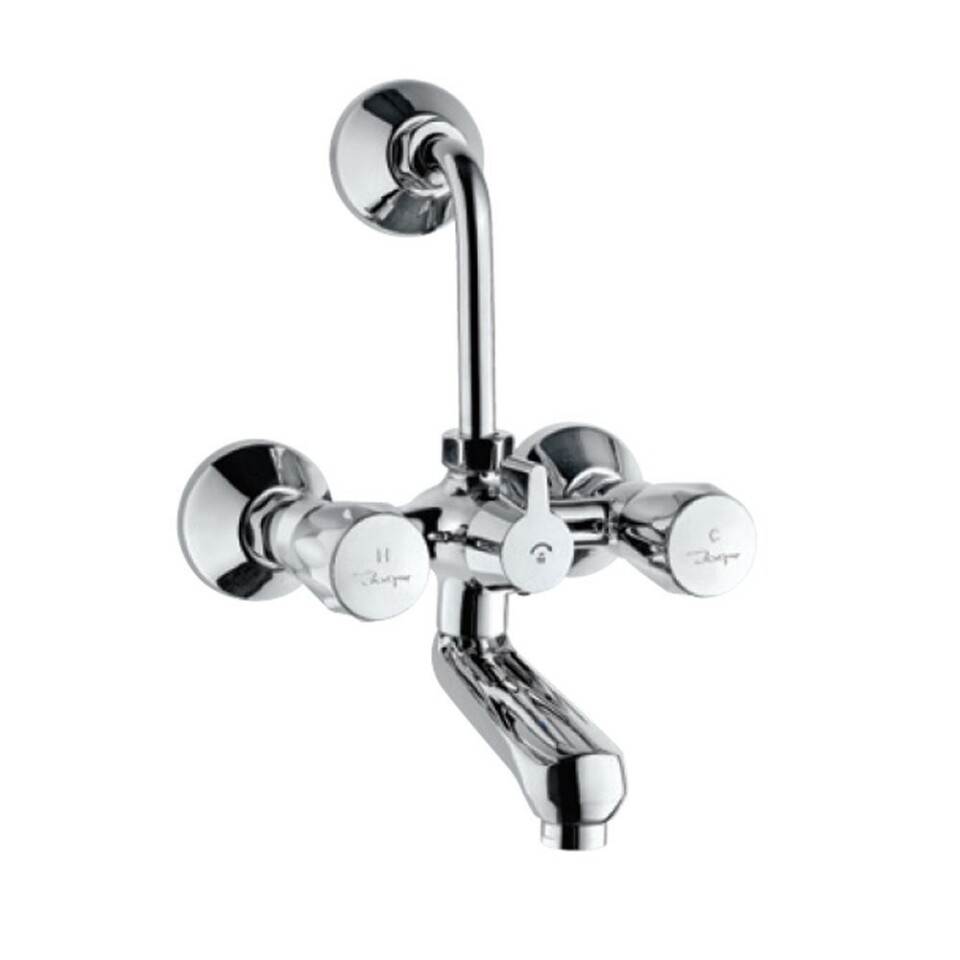 Jaquar-Wall Mixer with Provision For Overhead Shower with 115mm Long Bend Pipe On Upper Side, Connecting Legs & Wall Flanges CON-273KNUPR