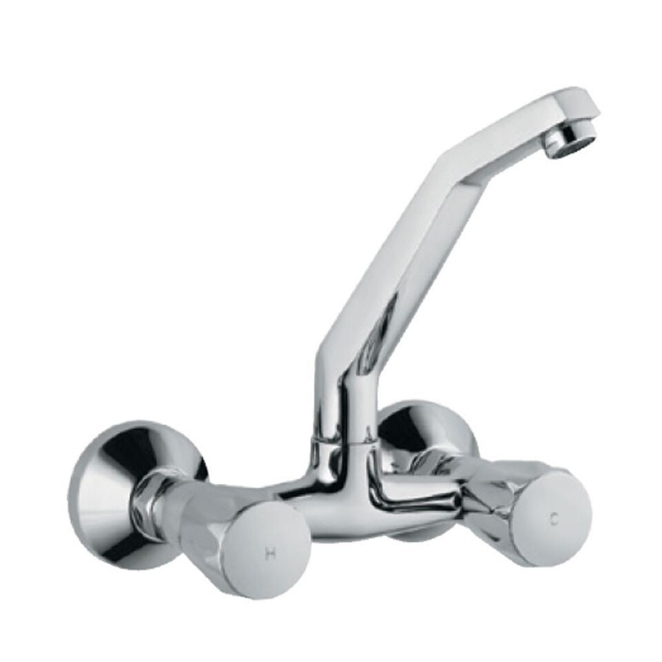 Jaquar-Sink Mixer with Raised ‘J’ Shaped Swinging Spout (Wall Mounted Model) with Connecting Legs & Wall Flanges CON-319KN