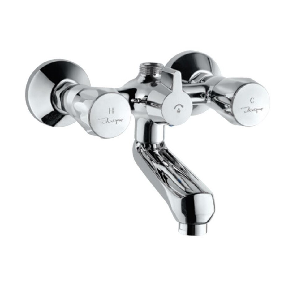 Jaquar-Wall Mixer with Telephone Shower Arrangement, Connecting Legs & Wall Flanges but without Crutch & Telephone Shower CON-217KN