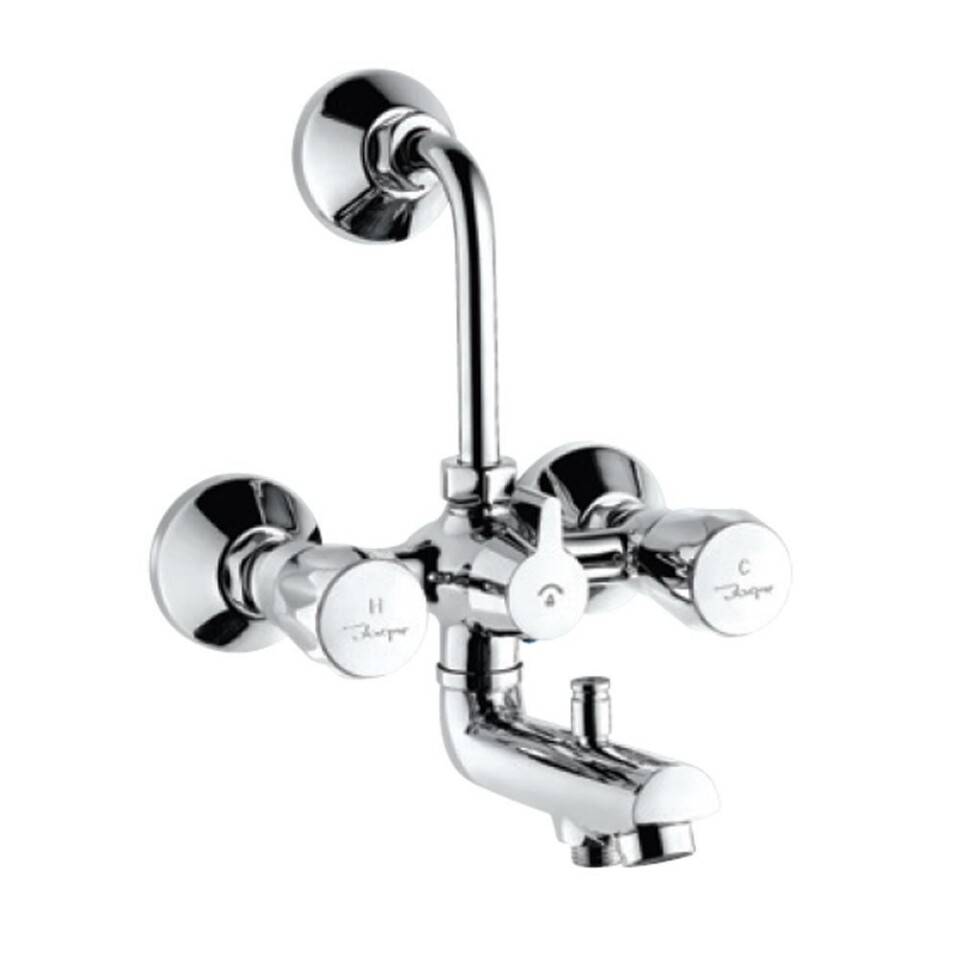 Jaquar-Wall Mixer 3-in-1 System with Provision for both Hand Shower and Overhead Shower Complete with 115mm Long Bend Pipe, Connecting Legs & Wall Flange (without Hand & Overhead Shower) CON-281KN