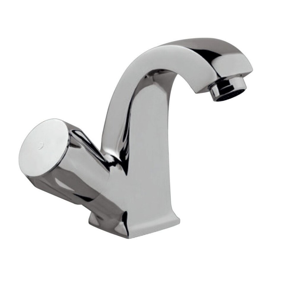 Jaquar-Swan Neck Tap with Right Hand Operating Knob  with 450mm Long Braided Hose CON-127BKN