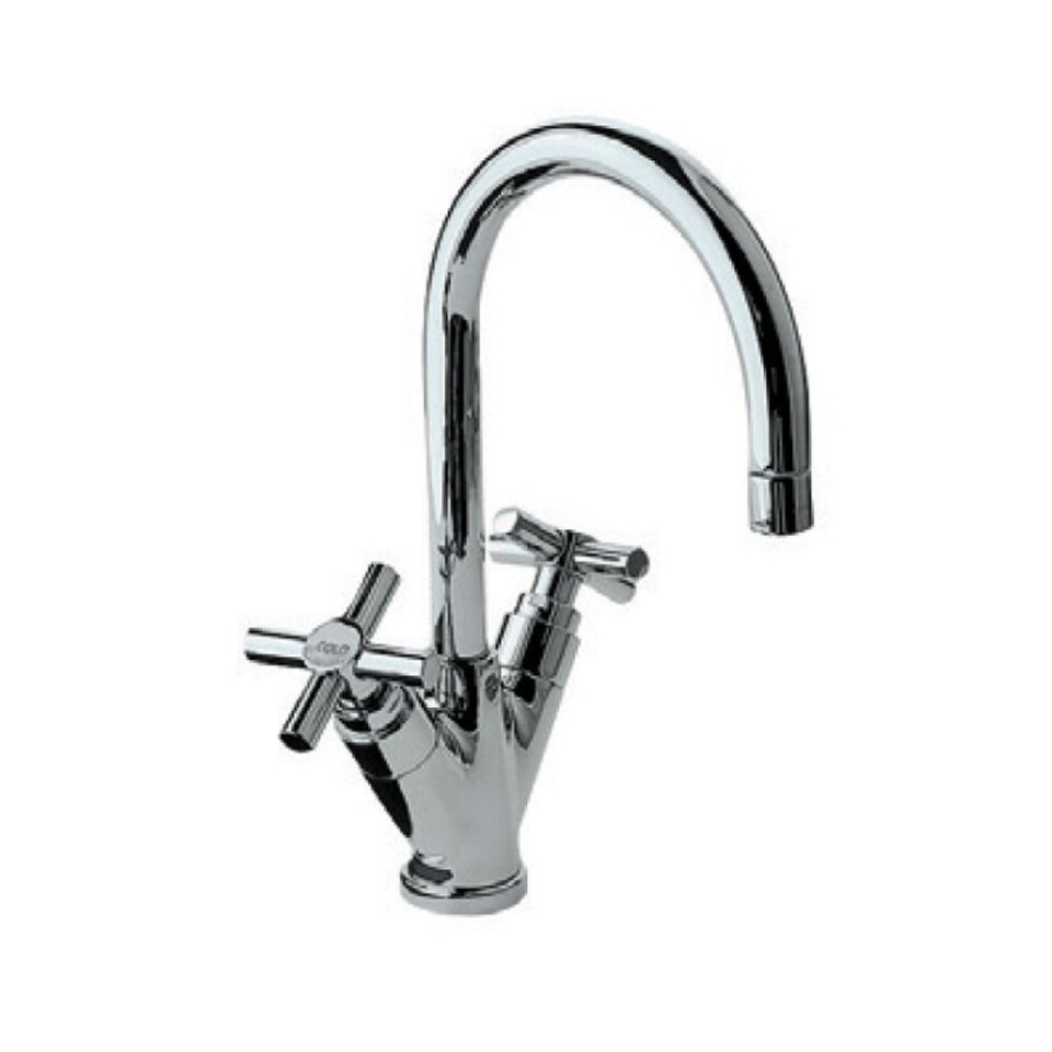 Jaquar-Central Hole Basin Mixer without Popup Waste System with 450mm Long Braided Hoses (15mm Cartridge Size) SOL-6167B