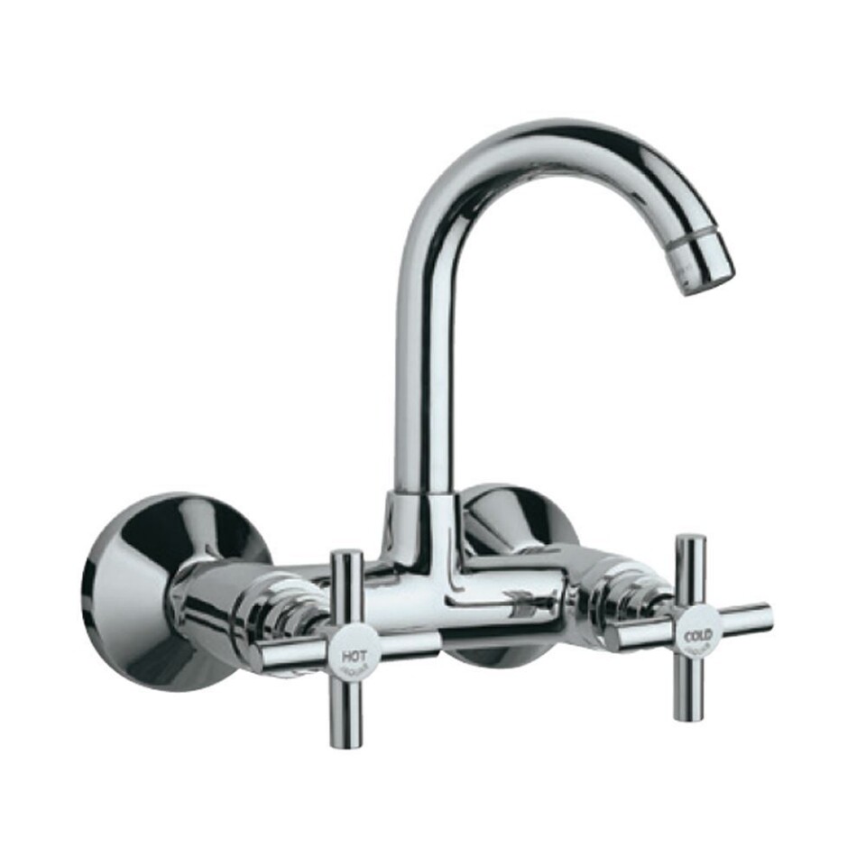 Jaquar-Sink Mixer with Swinging Casted Spout (Wall Mounted Model) with Connecting Legs & Wall Flanges SOL-6309