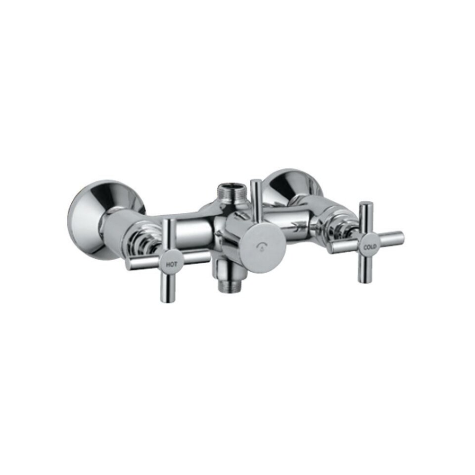 Jaquar -Exposed Wall Mixer With Provision for Overhead Shower & Hand Shower with Connecting Legs & Wall Flanges SOL-6215