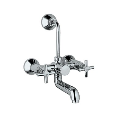 Jaquar-Wall Mixer with Provision For Overhead Shower with 115mm Long Bend Pipe On Upper Side, Connecting Legs & Wall Flanges SOL-6273UPR