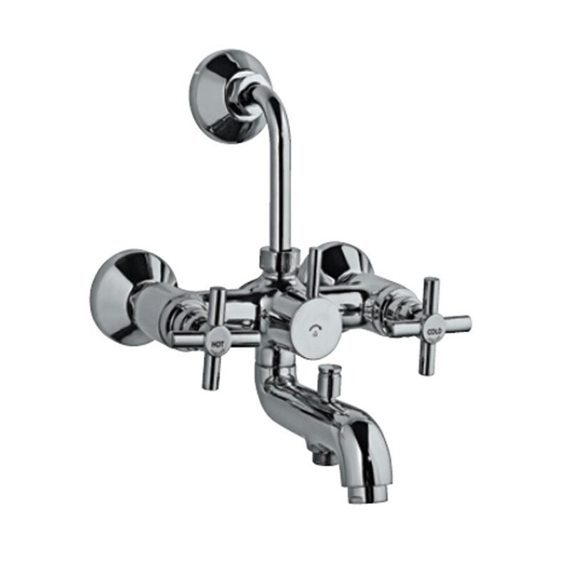 Jaquar-Wall Mixer 3-in-1 System with Provision for both Hand Shower and Overhead Shower Complete with 115mm Long Bend Pipe, Connecting Legs & Wall Flange (without Hand & Overhead Shower) SOL-6281