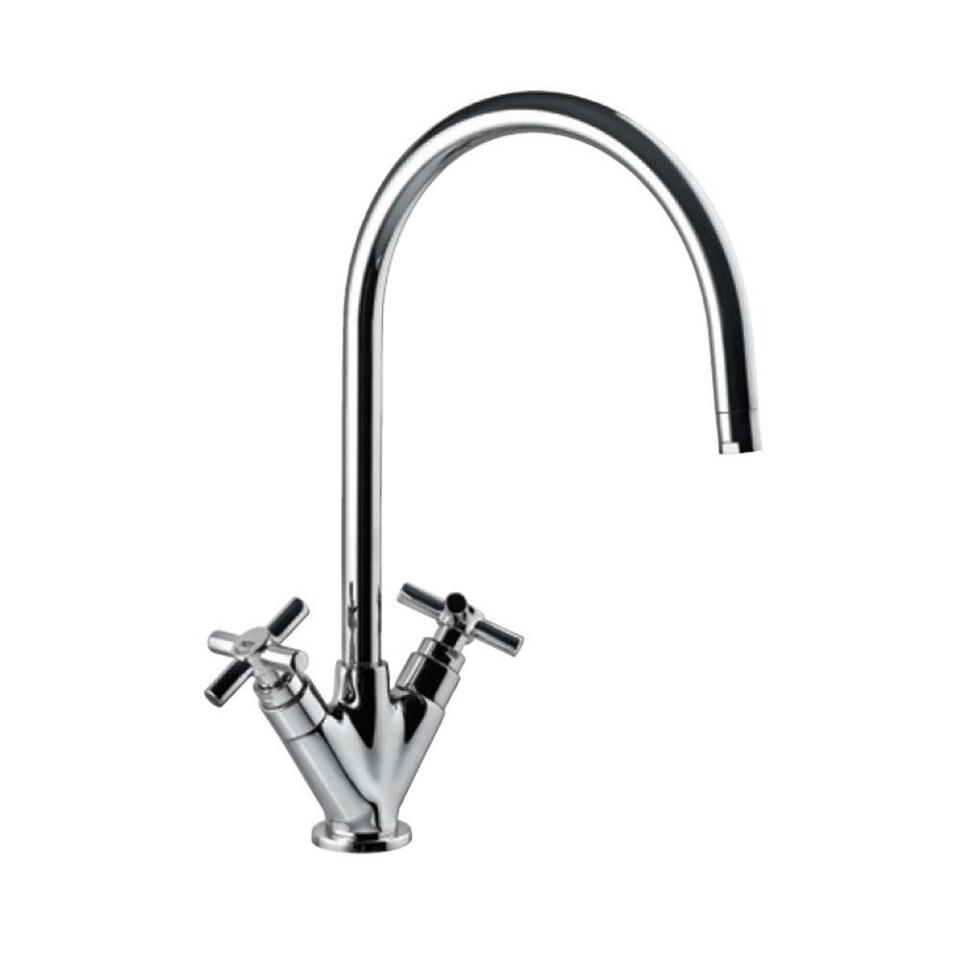 Jaquar-Sink Mixer with Swinging Spout (Table Mounted Model) with 450mm Long Braided Hoses SOL-6319B