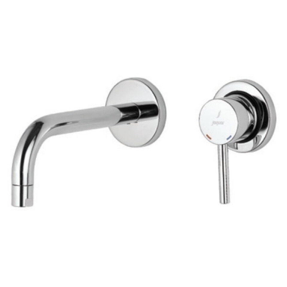 Jaquar-Exposed Part Kit of Single Lever Basin Mixer Wall Mounted Consisting of Operating Lever, Cartridge Sleeve, Nipple &amp; Spout &amp;Two Wall Flanges FLR-5231NK