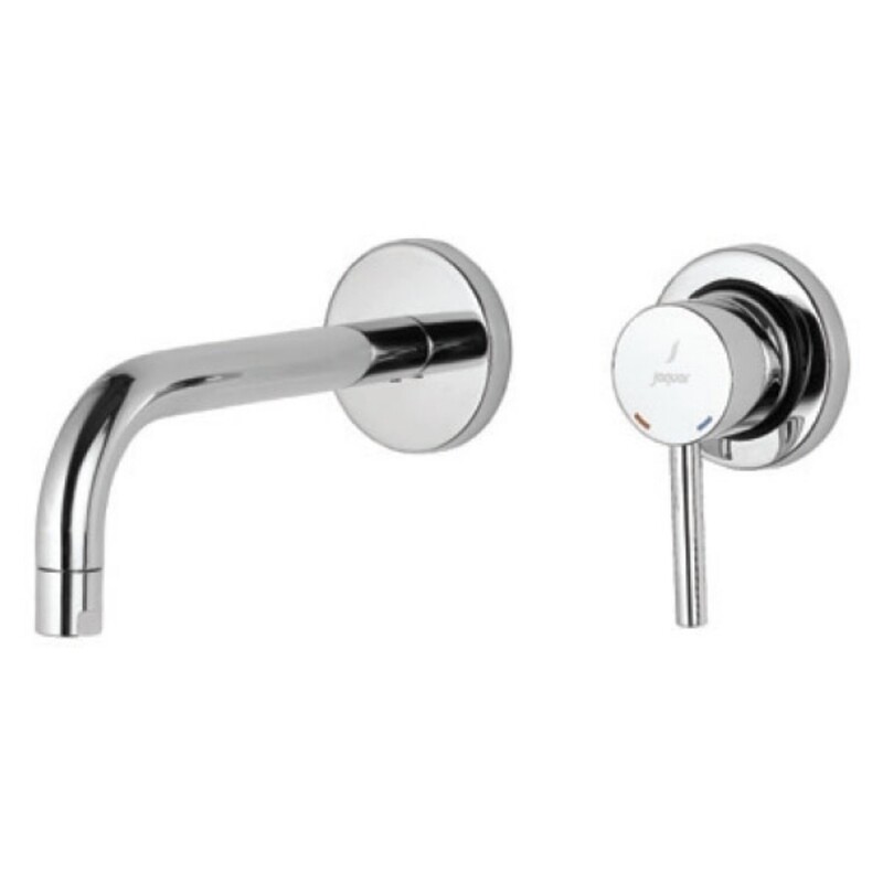 Jaquar-Exposed Part Kit of Single Lever Basin Mixer Wall Mounted Consisting of Operating Lever, Cartridge Sleeve, Nipple & Spout &Two Wall Flanges FLR-5231NK