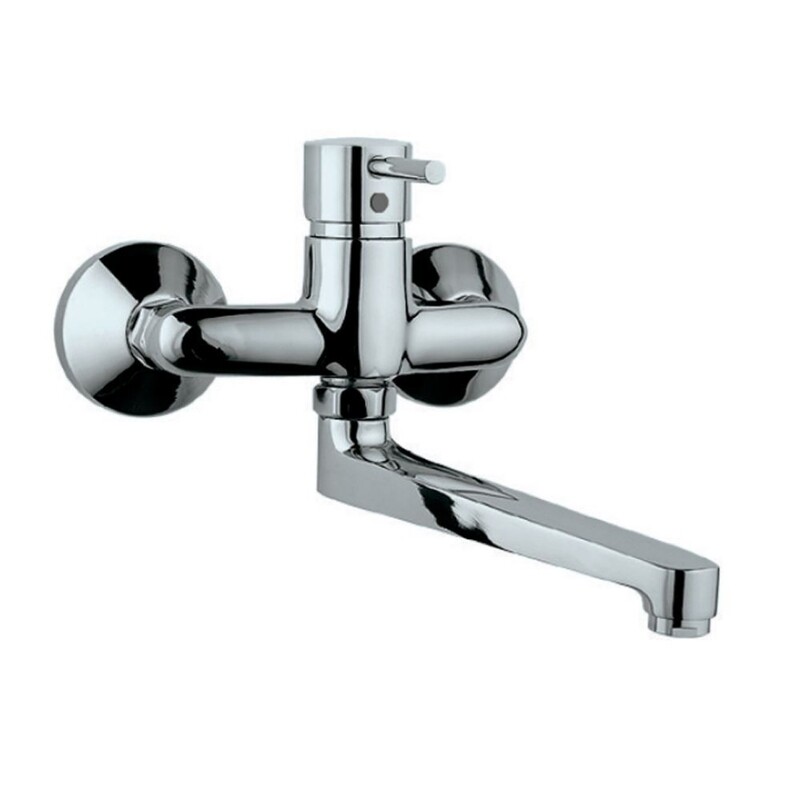 Jaquar-Single Lever Sink Mixer Swinging Spout (Wall Mounted Model) with Connecting Legs & Wall Flanges FLR-5163