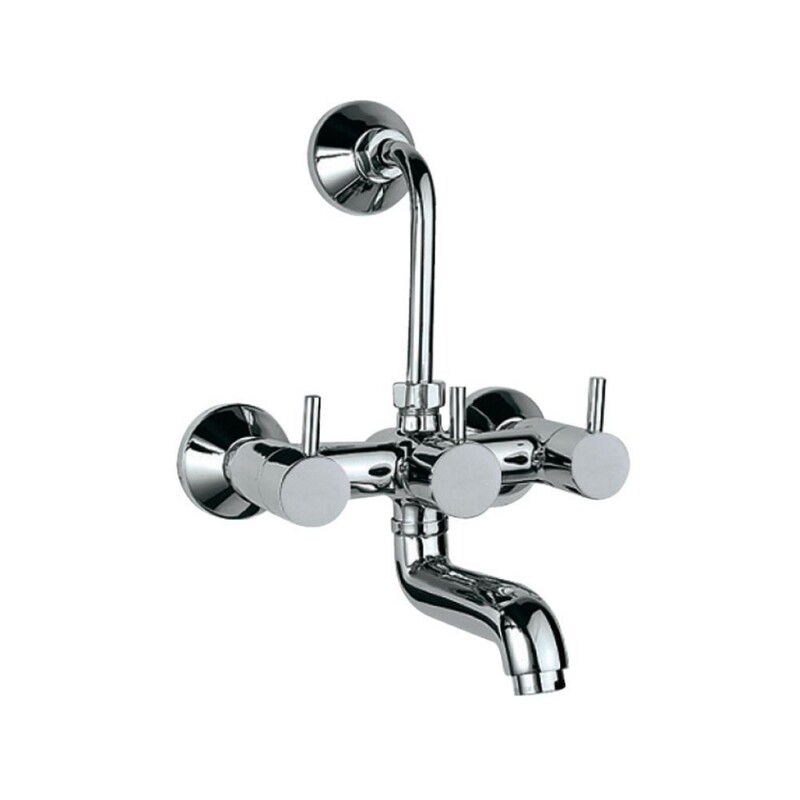 Jaquar-Wall Mixer with Provision For Overhead Shower with 115mm Long Bend Pipe On Upper Side, Connecting Legs & Wall Flanges FLR-5273UPR