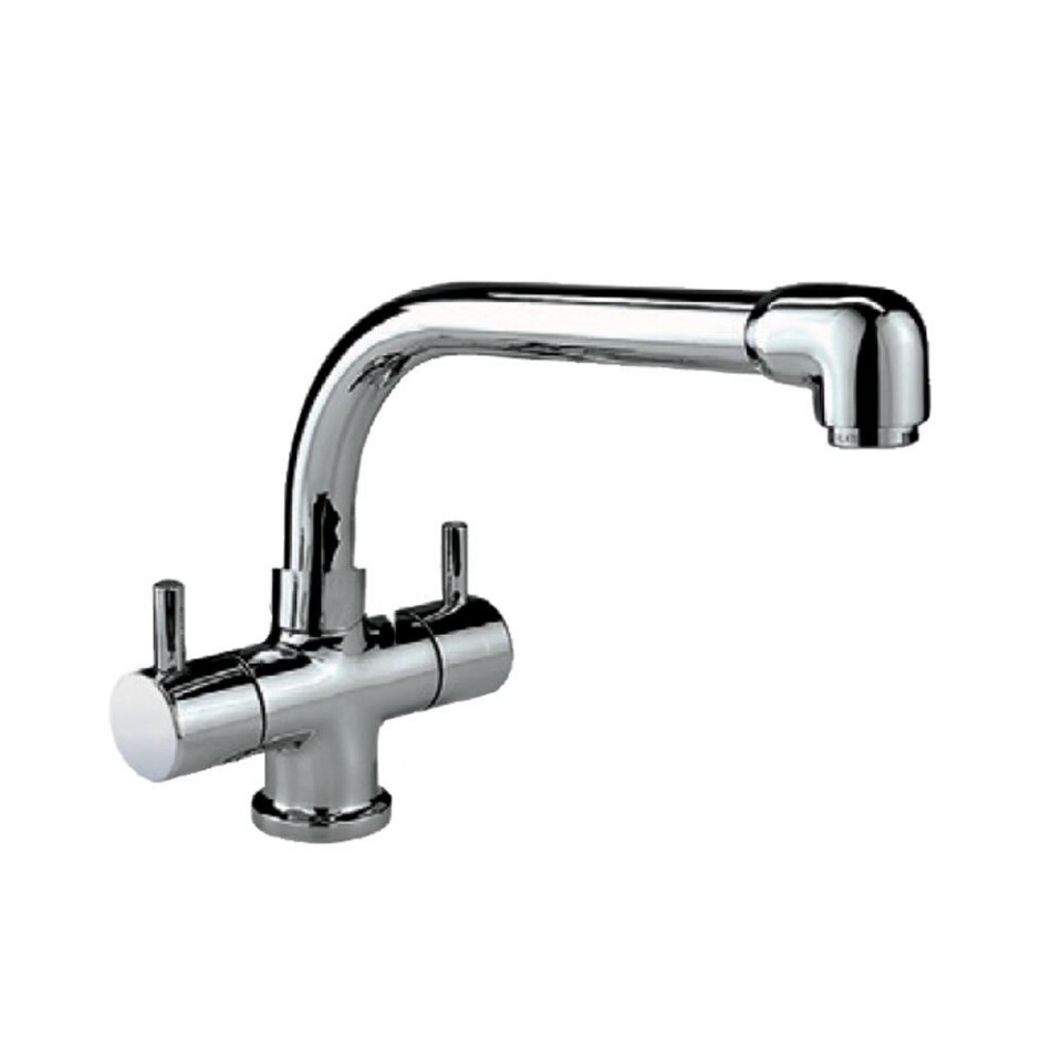 Jaquar-Sink Mixer, 1-Hole with Swinging Extended Spout (Table Mounted Model) with 450mm Long Braided Hoses FLR-5319NB