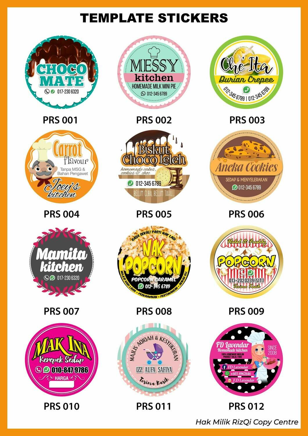 PilihanTemplate Sticker Produk Makanan dan Minuman