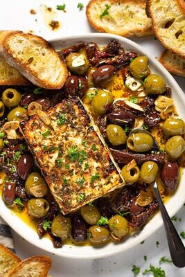 Baked Feta w/Olives & Sun-dried Tomatoes