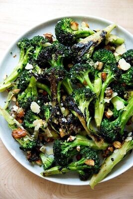 Roasted Broccoli w/Dates, Cheddar and Cashew Salad
