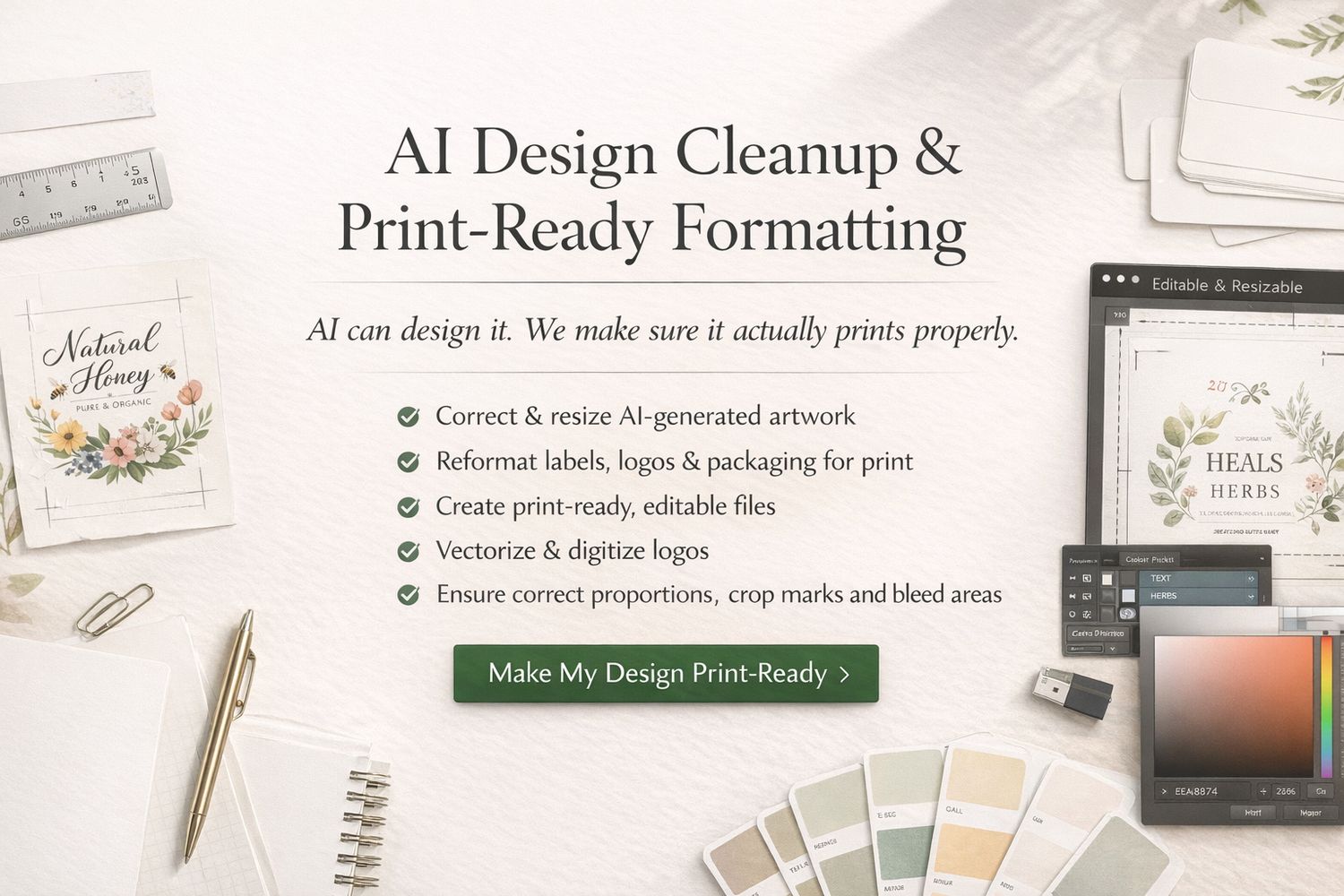AI Design Cleanup &amp; Print-Ready Formatting