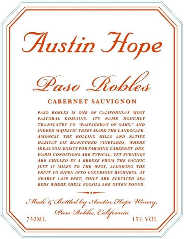 Austin Hope Cabernet Sauvignon, Paso Robles, CA 2022 (1 L)